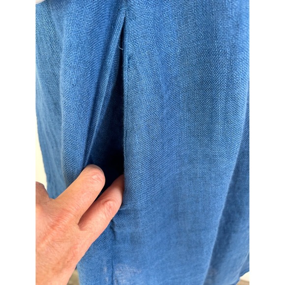 Sundance Linen Tunic Dress Size X-Small Blue Balloon Half Sleeve Pockets Lined - Picture 8 of 10